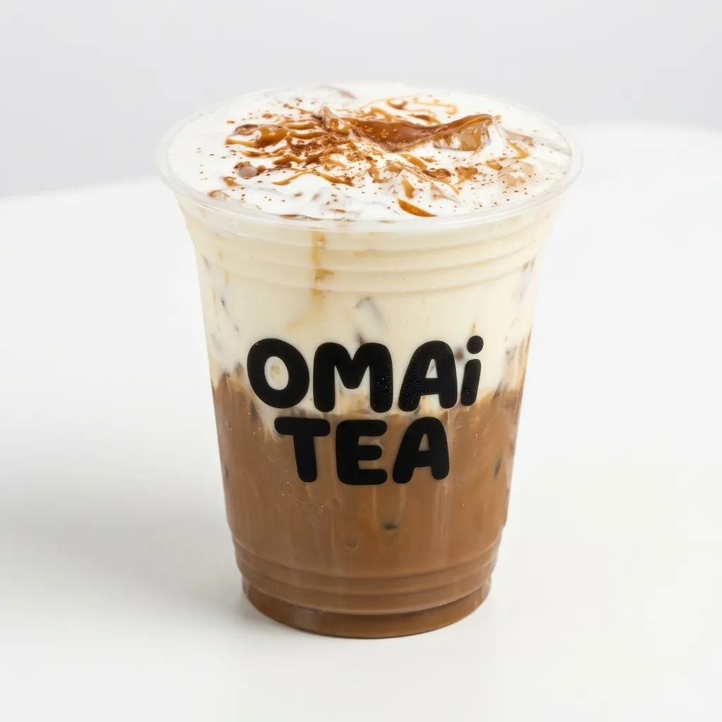 Dalgona-style whipped drink at Omai Tea in Winnipeg