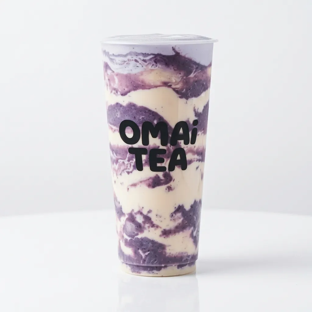 Purple cloud milk tea at Omai Tea in River Heights, Winnipeg